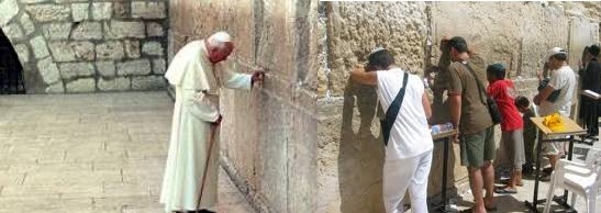 Mur des lamentations ou mur occidental a jerusalem le pape des juifs y prient